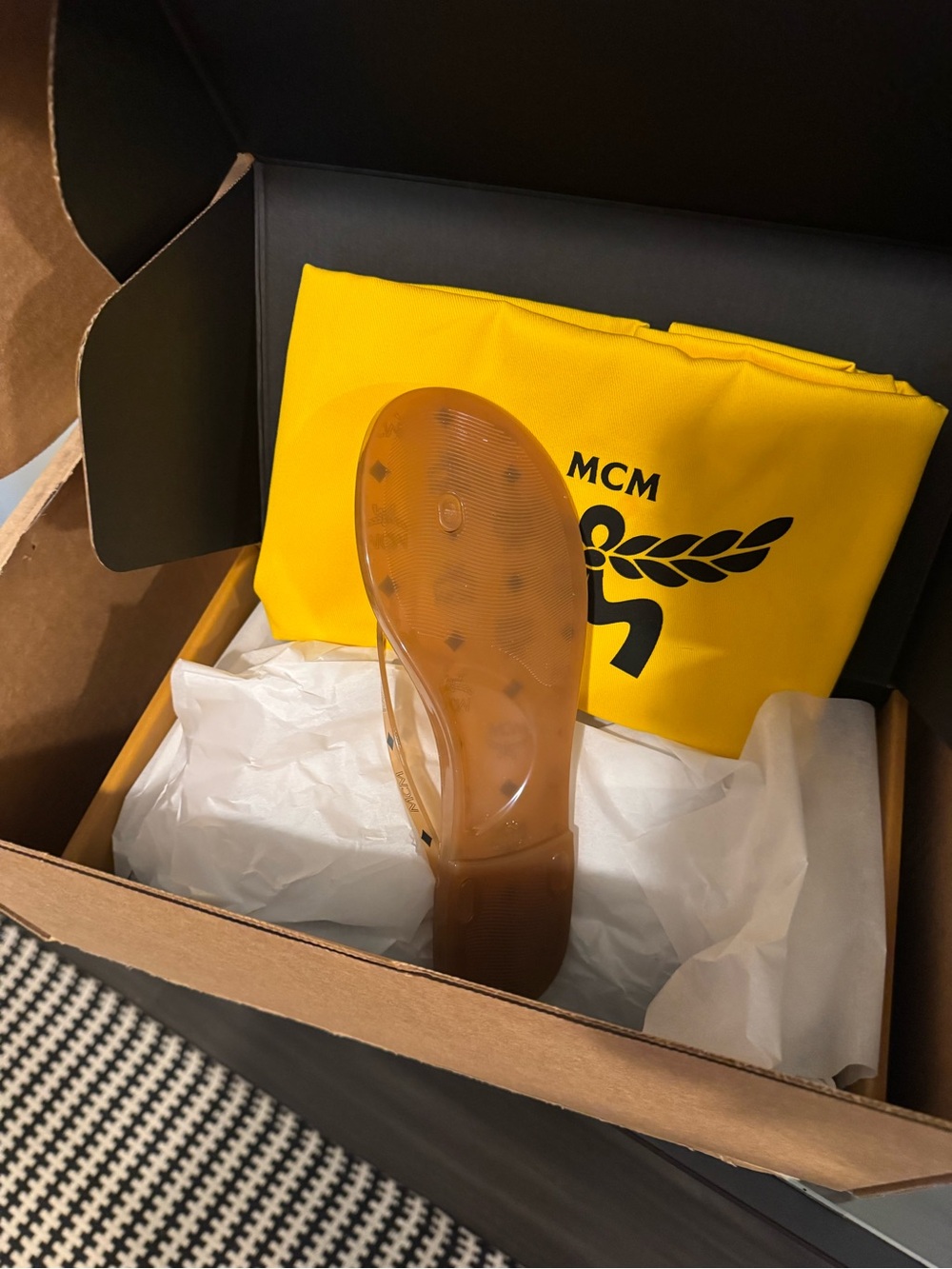 MCM Brown Logo Jelly Sandals - Picture 2 of 4